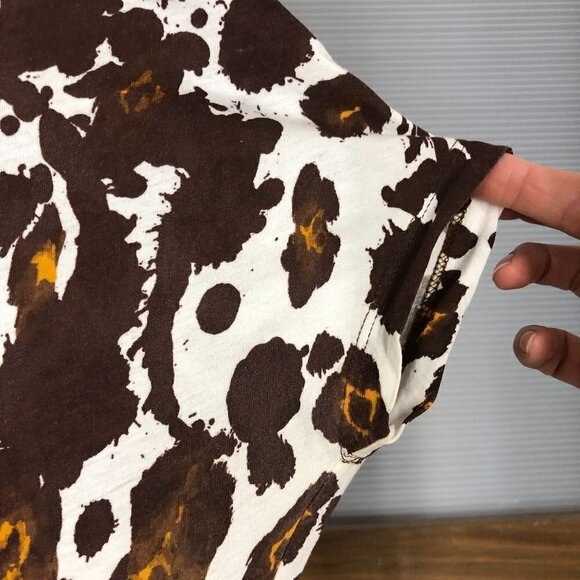 Stella McCartney Leopard Print Cream Brown Orange Scoopneck Tunic Top Sz S/M - Picture 5 of 9